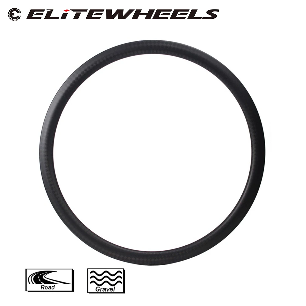 ELITEWHEELS Ultralight 700c Carbon Road Disc Rim 40mm Depth 29mm Width Disc Brake Clincher Tubeless Rims For Gravel Wheels