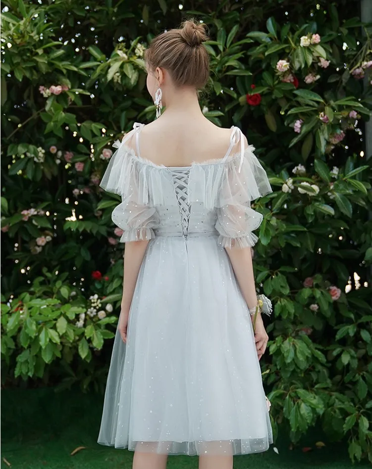 Женское короткое вечернее платье серое бальное платье-корсет для подростков и