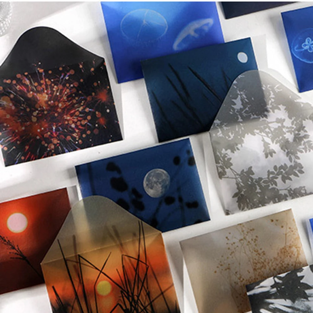 

3pcs Semi-transparent Paper Envelopes+3pcs Stickers DIY Greeting Envelope Birthday Postcard Business Blessing Gift Card