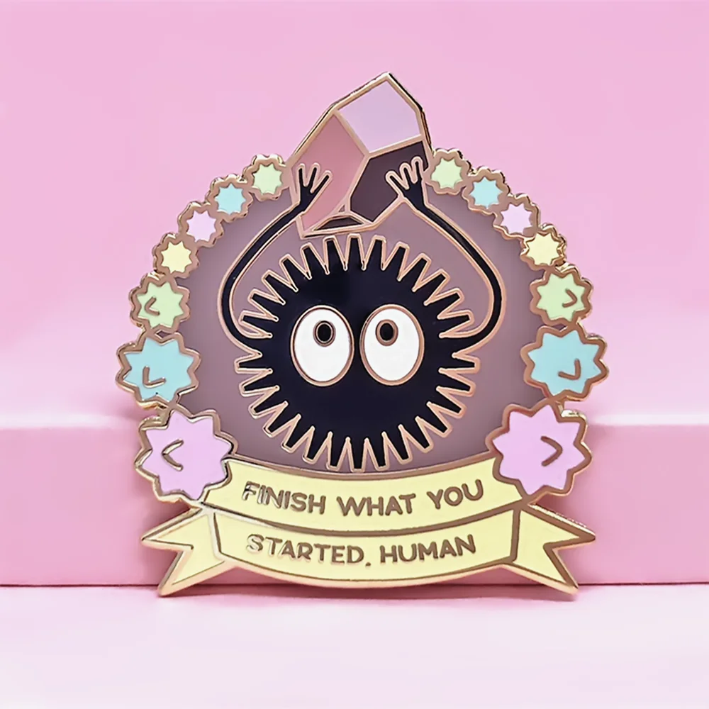 Милый Забавный Susuwatari Soot Sprite Пастельная жесткая эмалированная булавка мультяшный