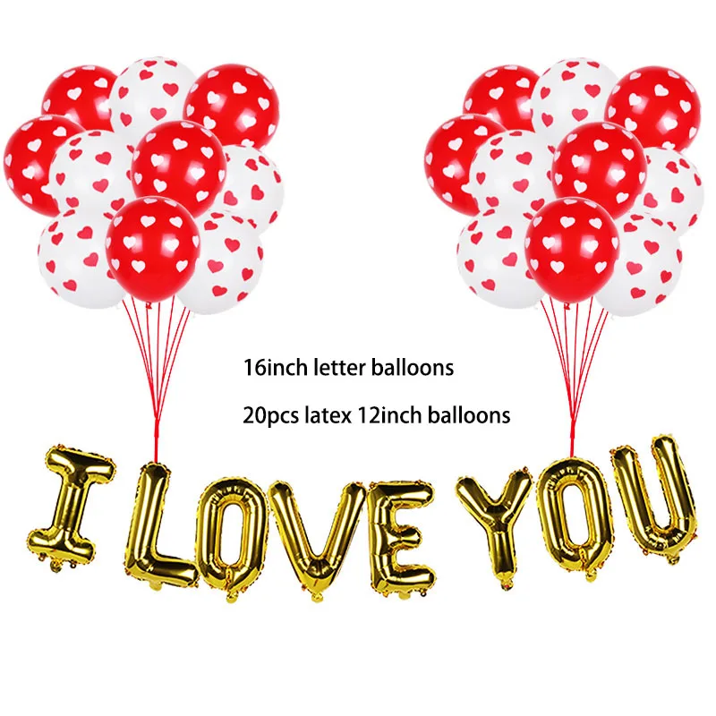 love balloon set-F 16 дюймов золотистые воздушные шары из фольги с надписью «Любовь» в форме сердца/воздушные шары висит розовой мишкой подарок для Обручение Свадебные украшения День Святого Валентина Декор - Цвет: love balloon set-F