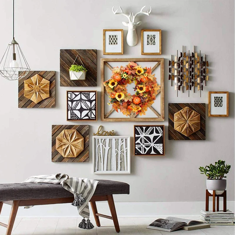 

Artificial Sunflower Pumpkin Pine Cone Berry&Maple Leaf Wreath,for Halloween&Thanksgiving Home Arrangement Decoration