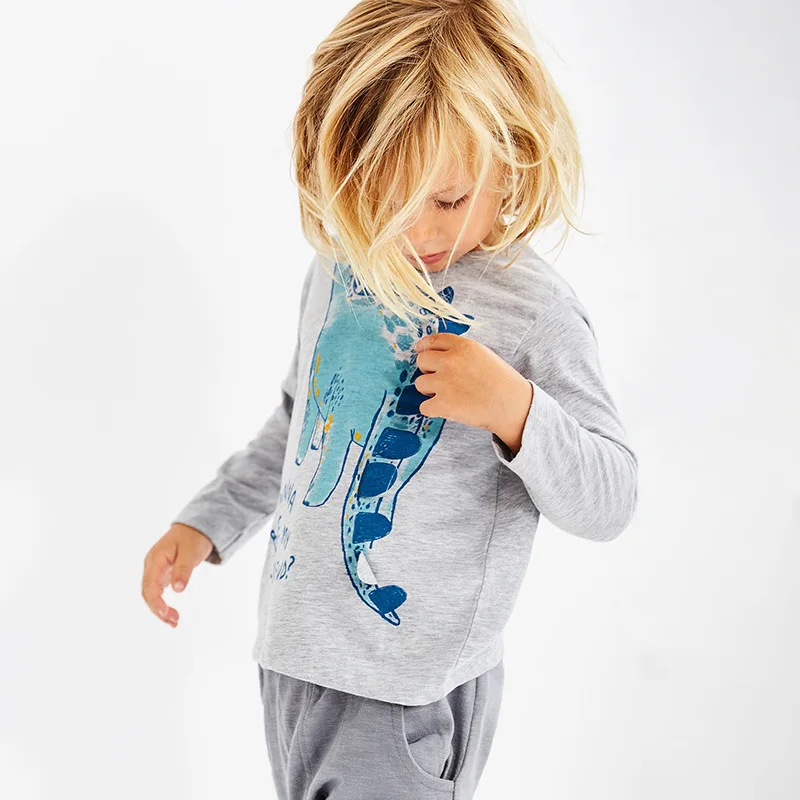 

Spring Autumn New Fashion Dinosaur Print Children Boys T Shirt Kids Tops Cotton Long Sleeve Cartoon Baby Clothing