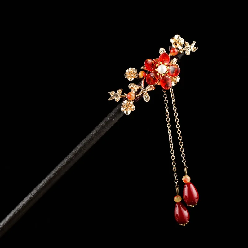 Vintage Wood Flower Hairpin For Women Antique Hair Stick For Girl Hair Clip Costume Chinese Hair Accessories Hair Pins заколки images - 6