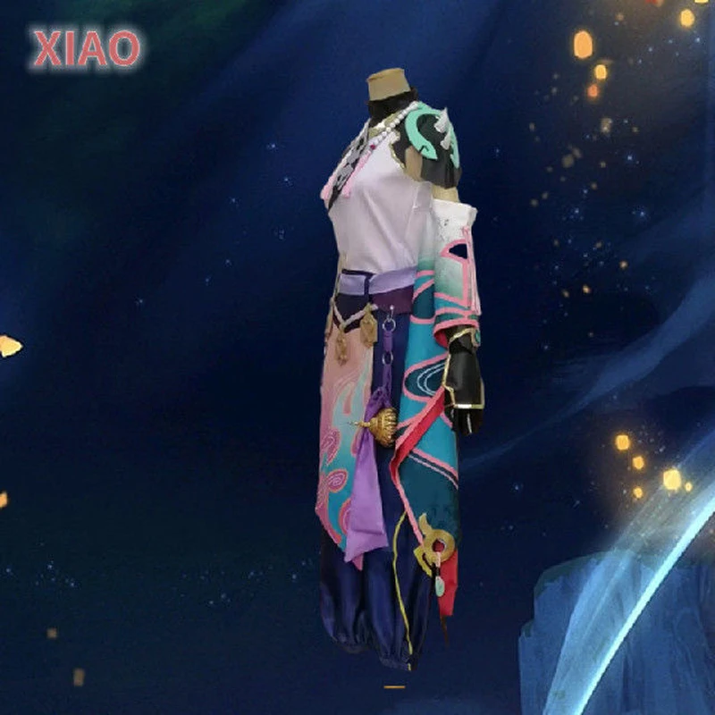 В наличии горячий косплей-костюм с прической для персонажа Ксиао из игры Genshin Impact по низкой цене в комплекте с униформой и аксессуарами для Хэллоуинской вечеринки.