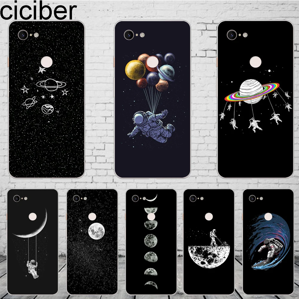 Чехол для телефона ciciber Moon Sky астронавт Google Pixel 3 2 XL прозрачный мягкий силиконовый