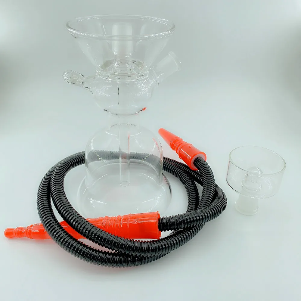 

Transparent Glass Hookah Set Complete Shisha Narguile Chicha Head Water Pipe with Black Hose Foam Box Hookah and Accessories