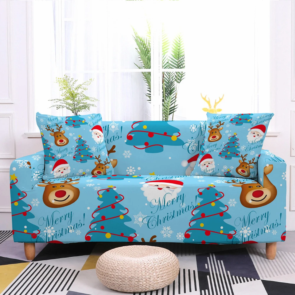 

Christmas Sofa Cover Elastic Sofa Cover for Living Room Santa Claus Elk Sofa Slipcover Armchair Couch Cover 1/2/3/4-seater
