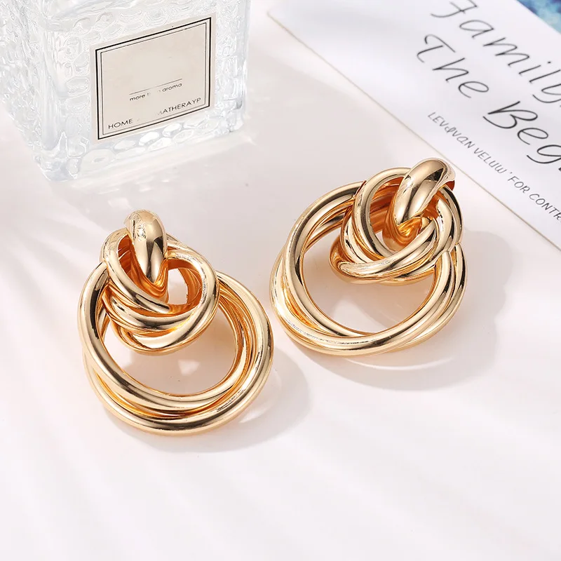 VILAGE корейский новый дизайн винтажные круглые геометрические металлические