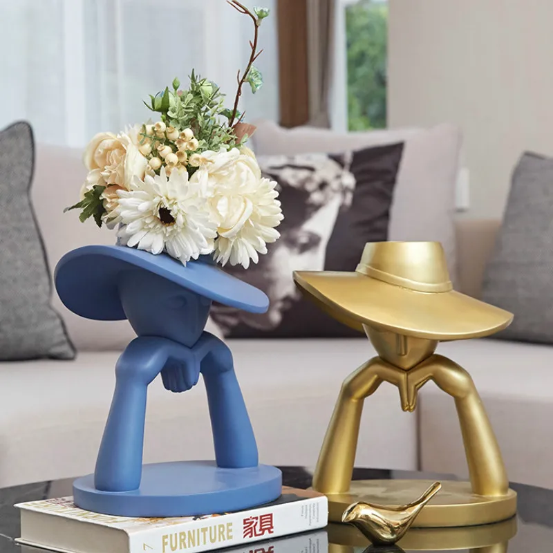 

Nordic Creative Resin Head vase abstract Sculpture Crafts Home desktop Decoration ornaments flower pot accessories modern WF