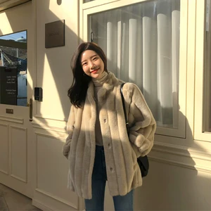 Шуба женская из искусственного меха, осенне-зимняя, теплая, пушистая