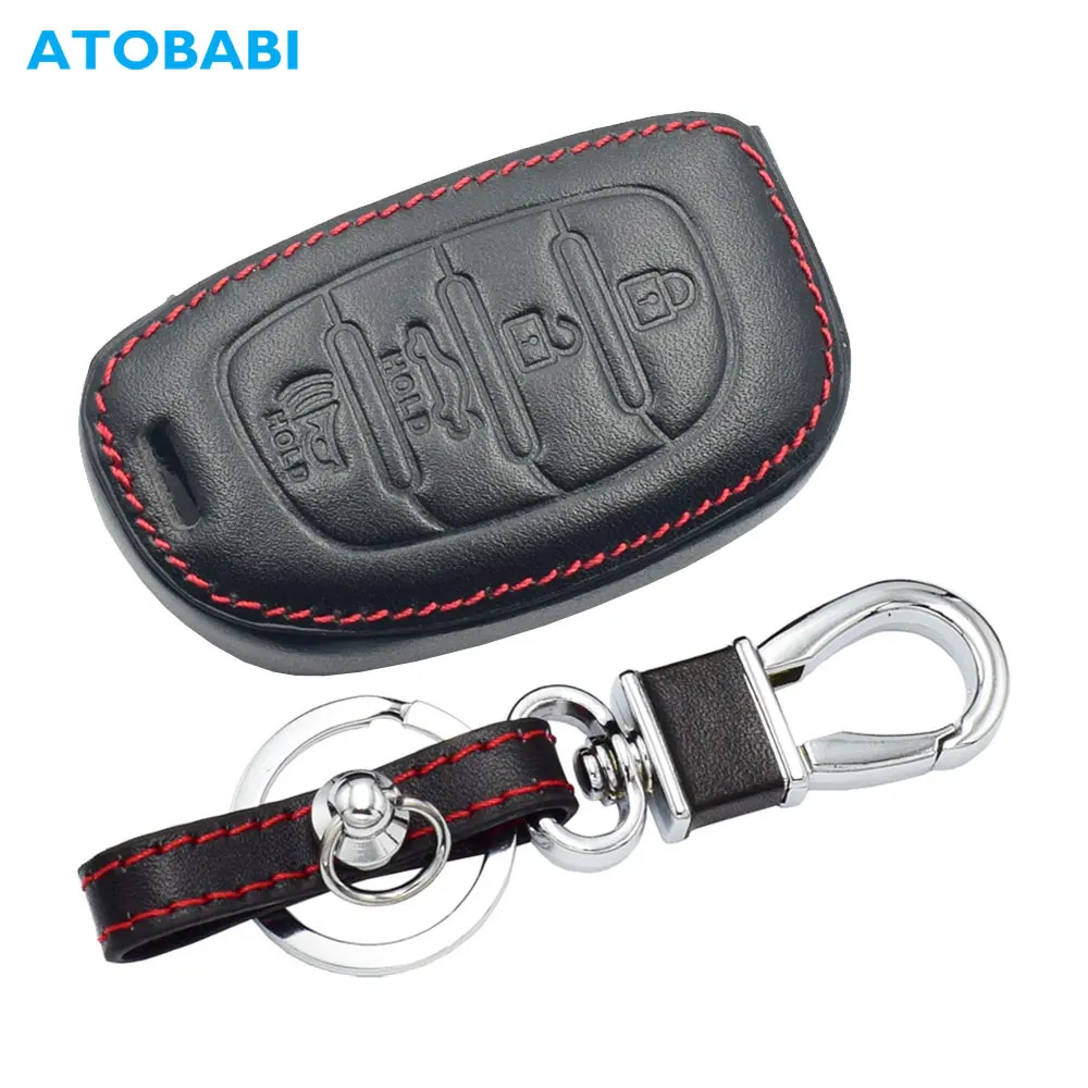 

Кожаные чехлы для автомобильных ключей для Hyundai Elantra Sonata Tuscon, 4 кнопки, смарт-пульт дистанционного управления, брелок-держатель с кольцом для ...
