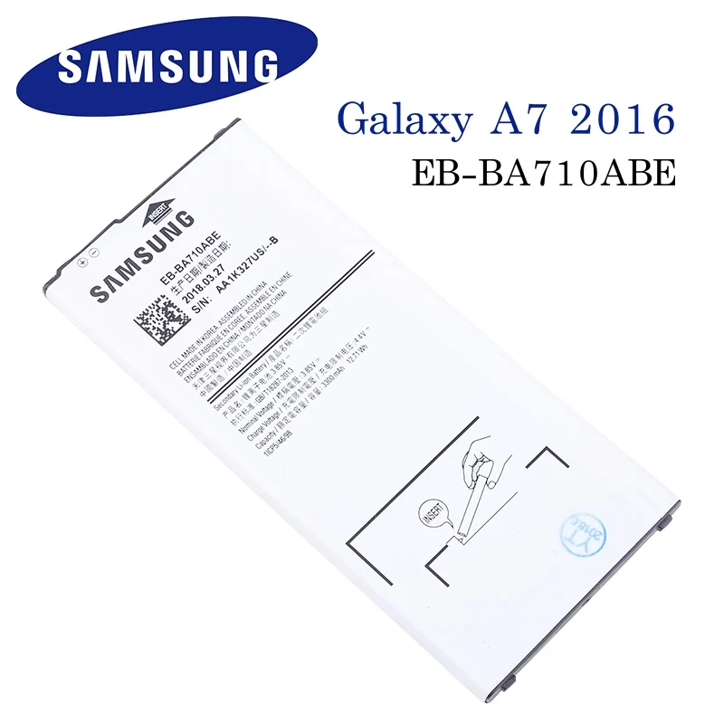 Оригинальный запасной аккумулятор Samsung GALAXY A7 2016 A7100 A7109 A710 A710F 3300 мАч|Аккумуляторы