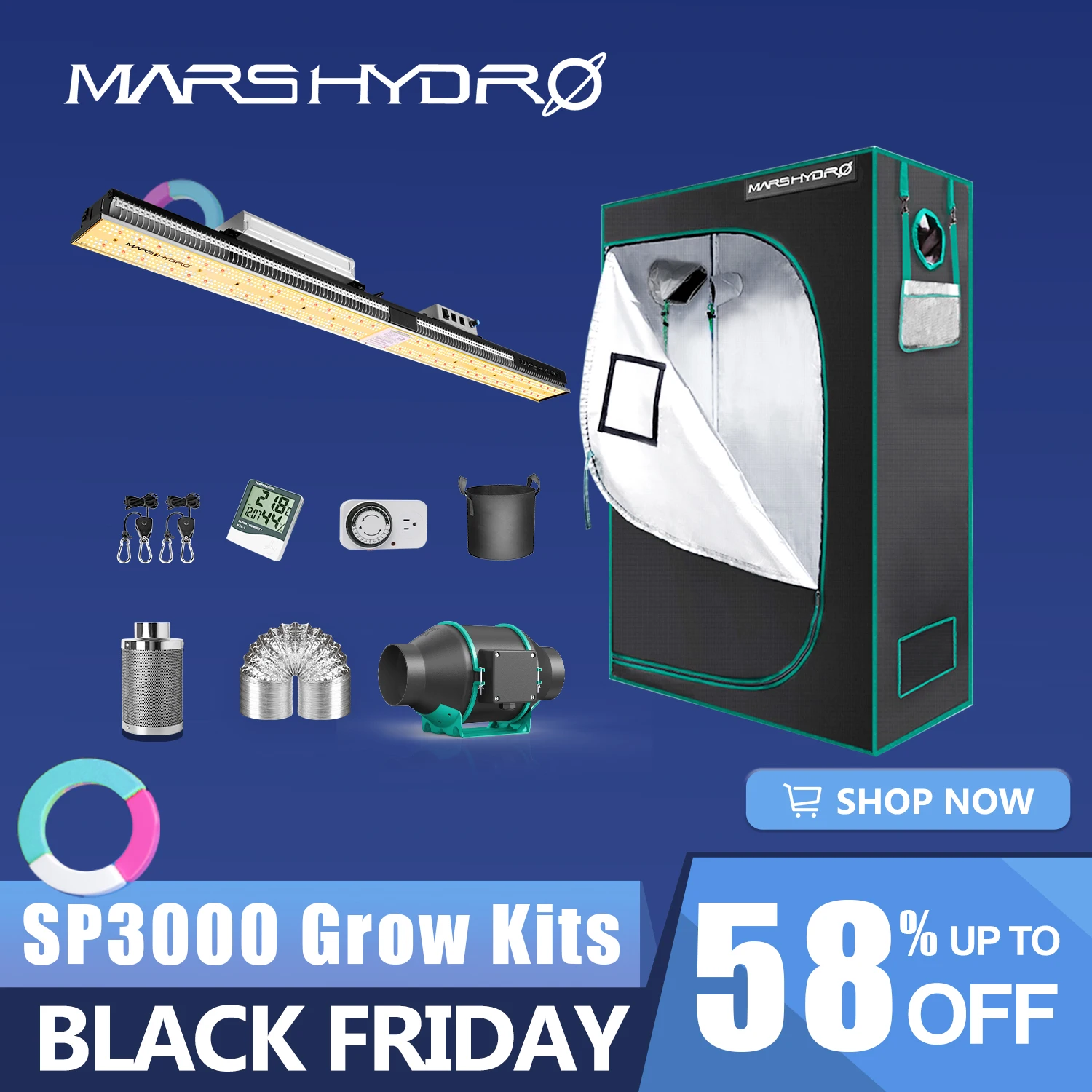 

Mars Hydro SP 3000W Full Spectrum LED Grow Light 120x60x180 cm Indoor Tent Grow Kits Quantum Board Lamp For Hydroponics System