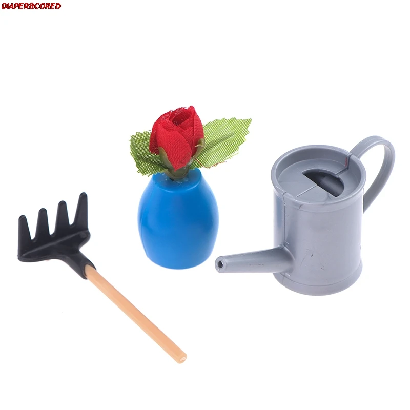 

3 шт./компл. 1:12 миниатюрный полив для кукольного домика, набор горшечных растений, инструмент для кукол и садоводства