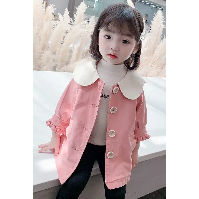 

Girls' Autumn windbreaker coat medium long 1-3-year-old children's 2021 spring and autumn new baby coat