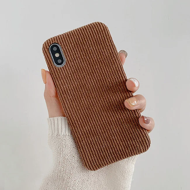 Коричневый Вельветовая ткань без текстуры чехол для телефона iphone 11 11Pro Max чехол для iphone 7 8 6 6S Plus X XR XS Max теплые ворсистые задняя крышка - Цвет: Коричневый