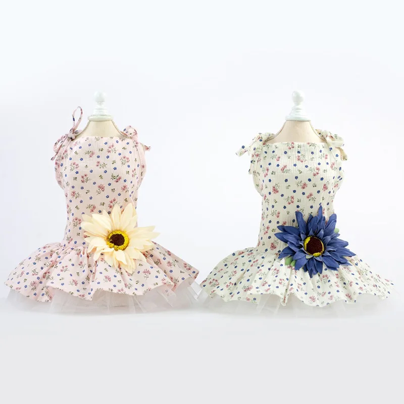 

New Dog Puppy Princess Dress Cute Daisy Pet Dresses for Small Dogs and Cats Spring Summer Cotton Pet Clothes Sweet Poodle Skirt