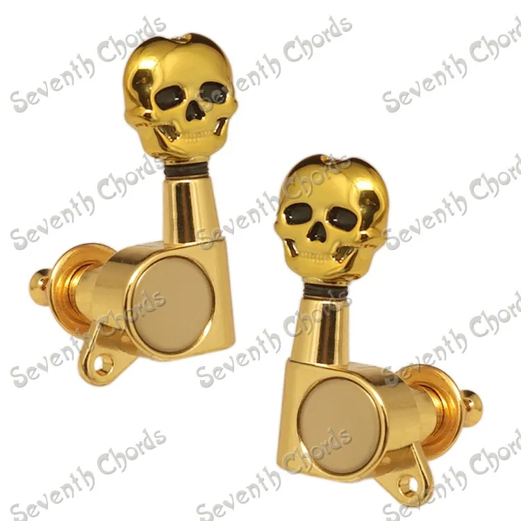6 Pcs Gold Skull Button Sealed-gear Guitar Tuning Pegs Tuners Machine Heads for Acoustic Electric Replacement | Спорт и развлечения