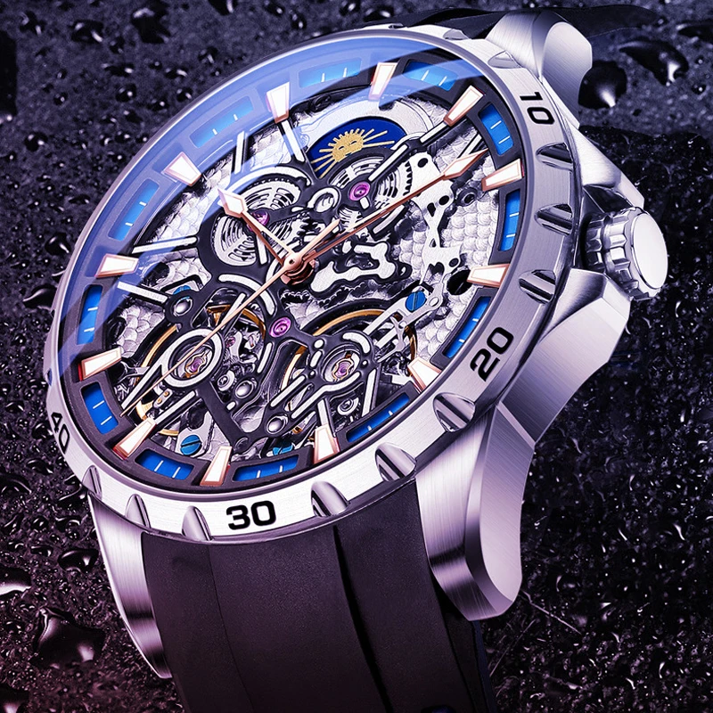 

AILANG Men's Transparent Mechanical Watches Tourbillon Skeleton Watch For Men Wristwatch Man Male Clocks Waterproof Watch Luxury