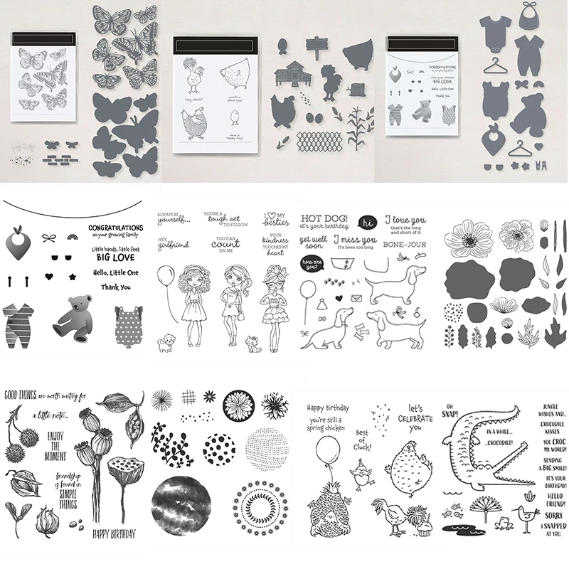 

Butterfly Daisy Swan Crocodile Baby Clothes Pretty Girls Transparent Clear Stamps And Dies for DIY Scrapbooking Crafts Cards 20A