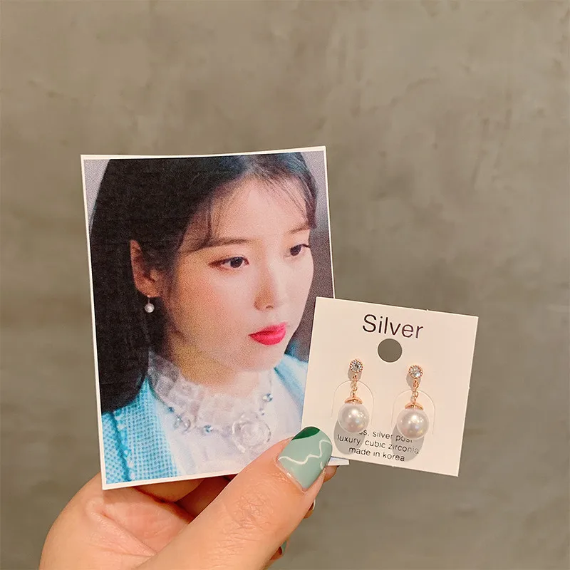 S925 DEL LUNA отель IU корейский драма ТВ мода Личность жемчуг капля Висячие серьги для женщин Pendientes Brincos орнамент