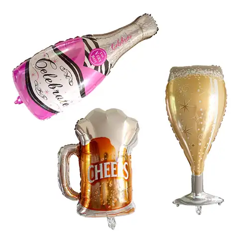 1 шт., большой размер, бутылка для шампанского, надувные шары из алюминиевой фольги, украшения для свадьбы, дня рождения, юбилея, Детские шары ...