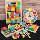 Деревянная игрушка Монтессори, строительные блоки, цветовая форма, детские головоломки, игрушки для детей, подарки