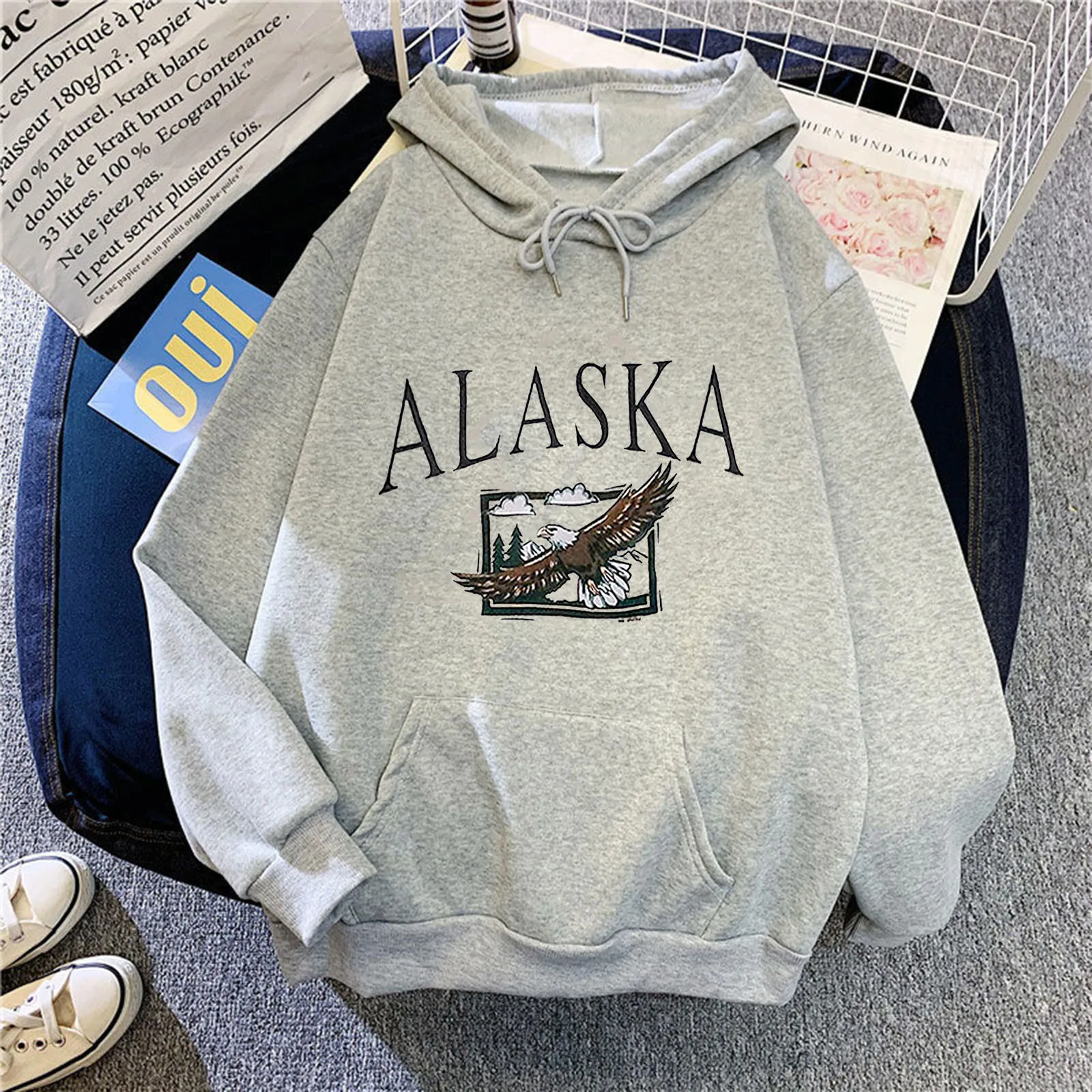 JAYCOSIN Women Sweetshirts Harajuku Print Long-sleeved Hoodies Sweatshirts Casual Blouse Hip Hop Cool Pullover Tops Streetwear