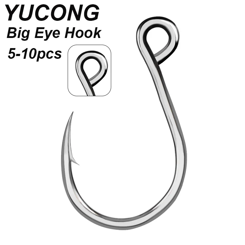 

YUCONG 5-10Pcs High Carbon Steel Fishhooks 6#-11/0# Big Eye Single Hooks Barbed Circle Fishing Hooks Peche Sea Fishing Tackle