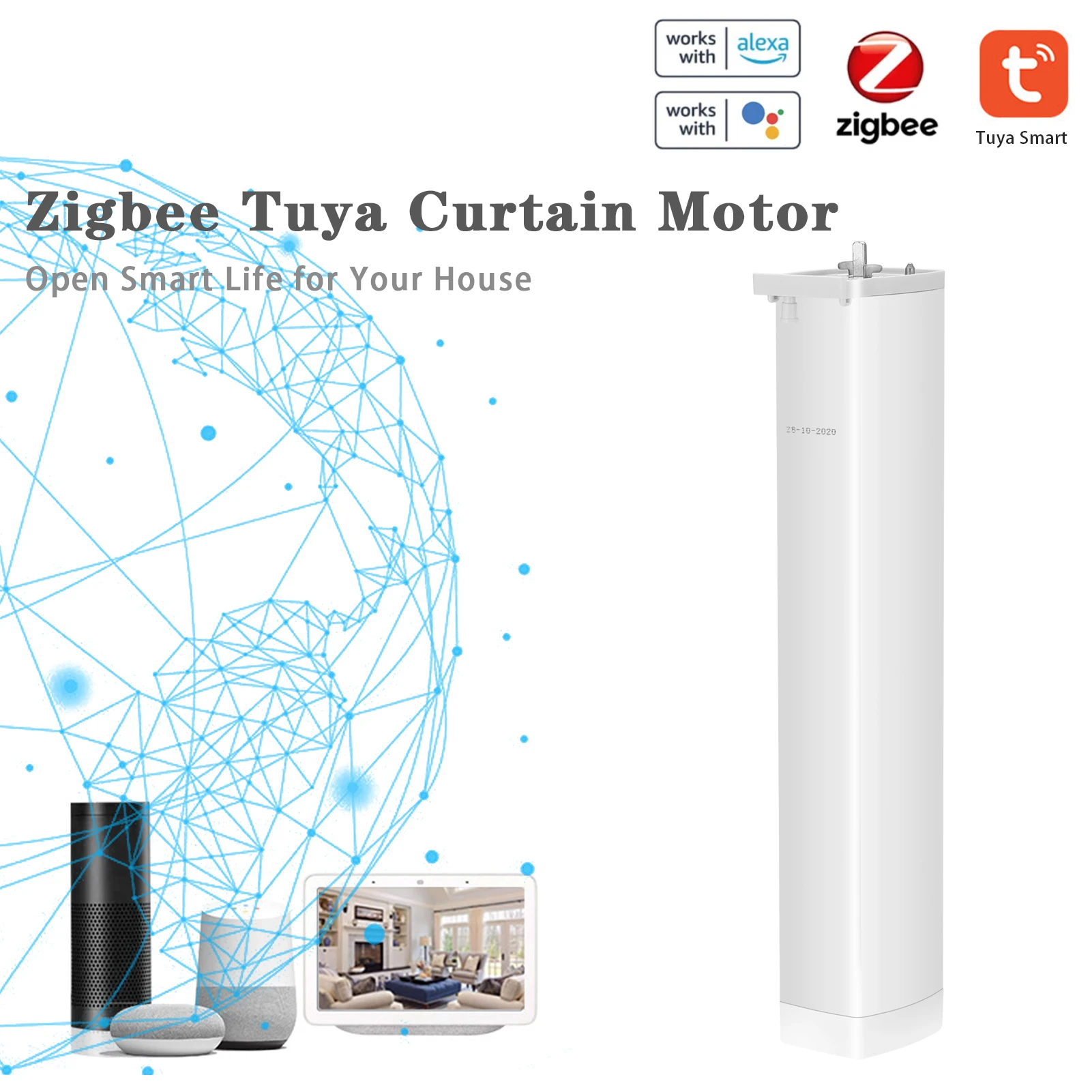 

Tuya Smart Zigbee Electric Curtain Motor Auto Motorized Curtain Status Track Timing APP Remote Control For Alexa Google Home