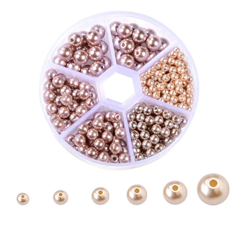 Набор бусин 4/5/6/8мм 320 шт. Белые круглые бусины из смолы ABS имитации жемчуга на подставке для ручной работы и ремесла.