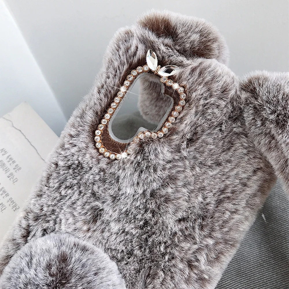 JONSNOW для samsung Note 10 Pro 3D кролик шерсть теплый зимний мех блестящие стразы плюшевый