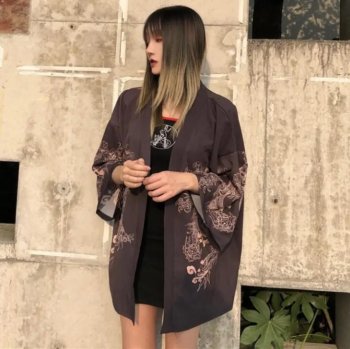 Японский стиль пальто кимоно летний кардиган Ретро юката женщина мужчина