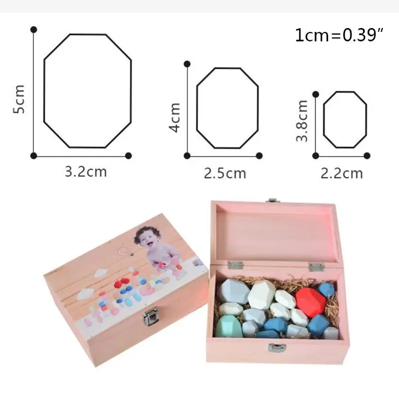 

16 Pcs Children Wooden Colored Stone Stacking Game Building Block Education Toy G99C