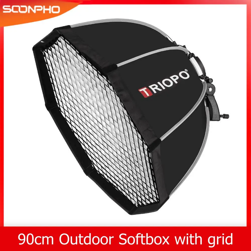 

Triopo KS90 90 см Speedlite переносной восьмиугольный зонт-софтбокс с сеткой в форме сот для съемки вне помещения с системой софтбокс вспышка-Стробоск...