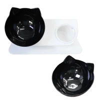 double cat bowls with nonslip stand cat head shape food bowl neck protector dry fooddrinking water cat dog dual use bowls
