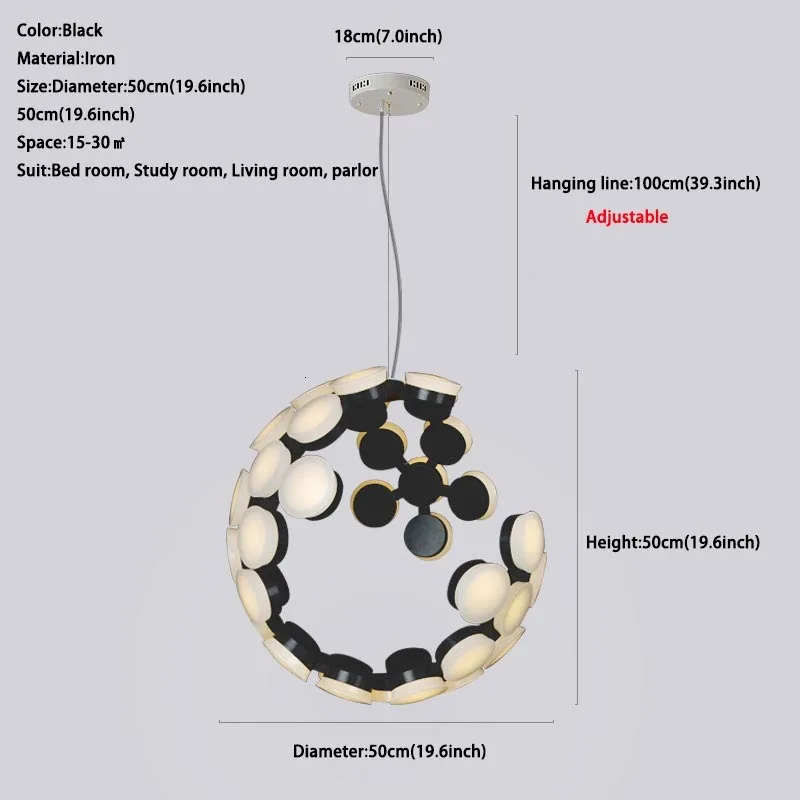 Дизайнерские современные алюминиевые акриловые светодиодные оссветильник