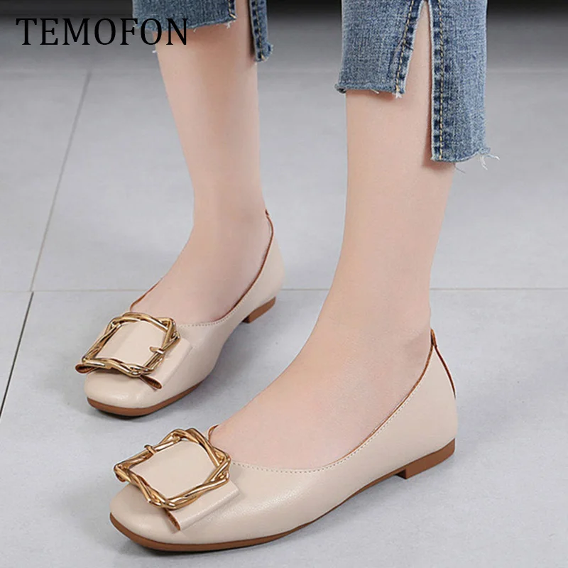 Женские мокасины на плоской подошве Женская кожаная обувь без застежки с