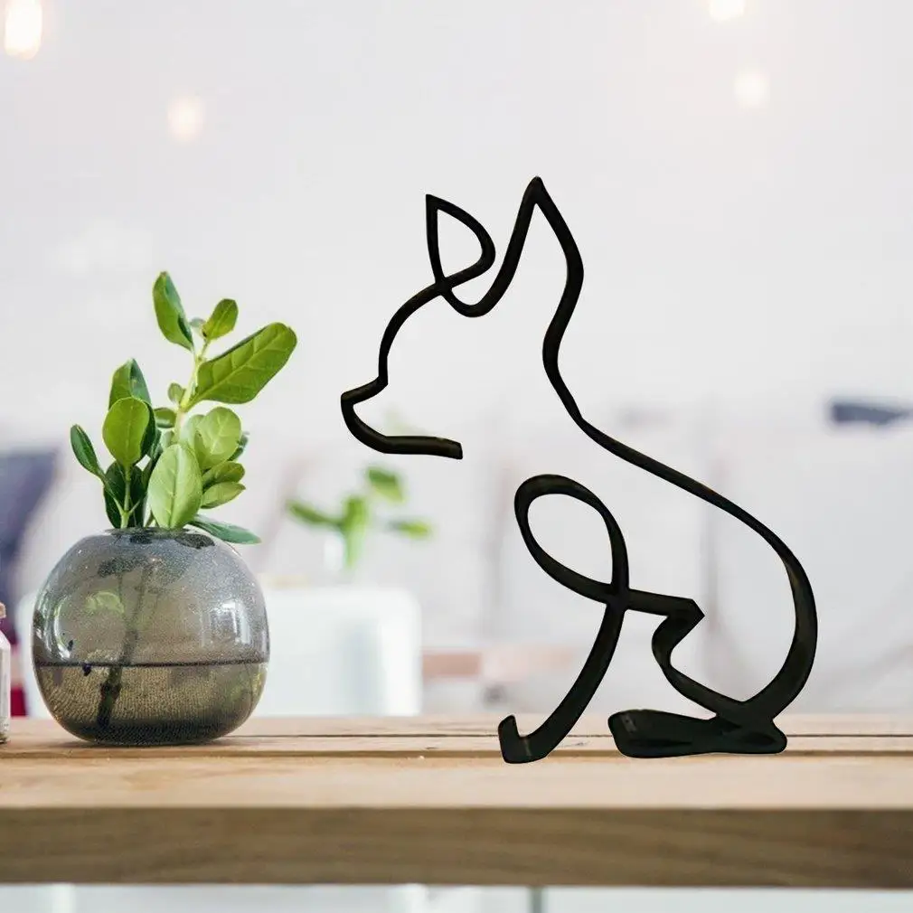 

Wrought Iron Chihuahua Dog Minimalist Dog Metal Ornaments Art Sculpture Exquisite Home Office Desk Art Decorations Dropshipping