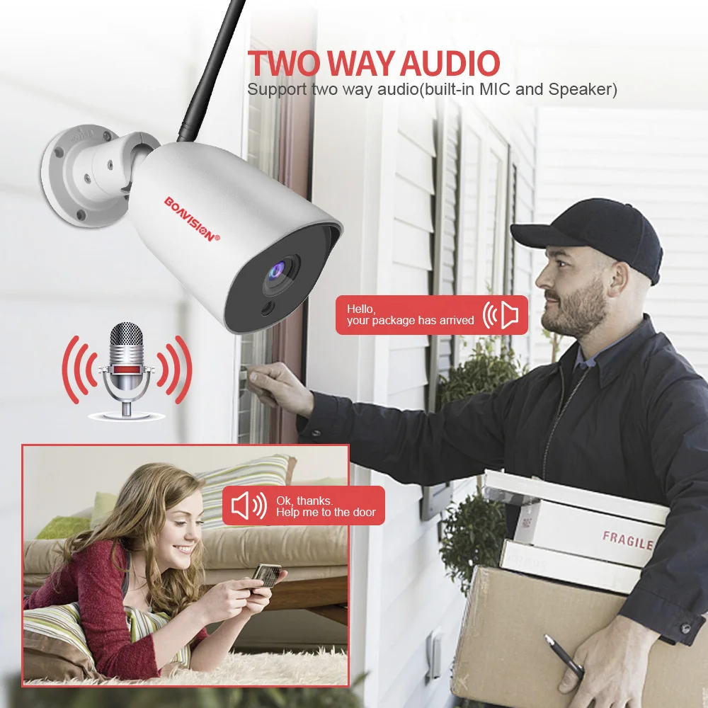1080P 5MP IP Камера WI-FI Беспроводной открытый металлический Водонепроницаемый Пуля безопасности Камера ONVIF 2-полосная аудио Ночное видение 20 м для Iphone и Ipad