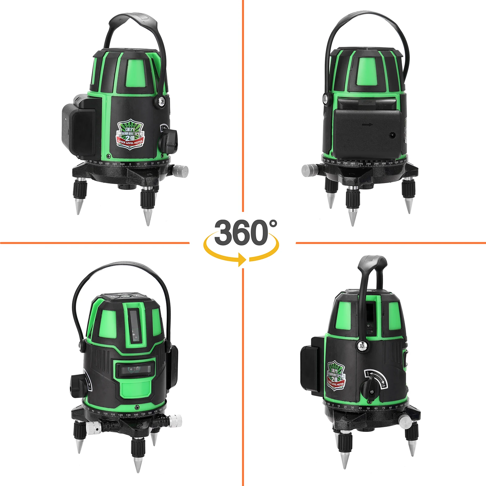 

3/5 Cross Lines Laser Level Self-Leveling 360 Rotatable Measurement Tool Green Radius Alternating Direct Horizontal Vertical