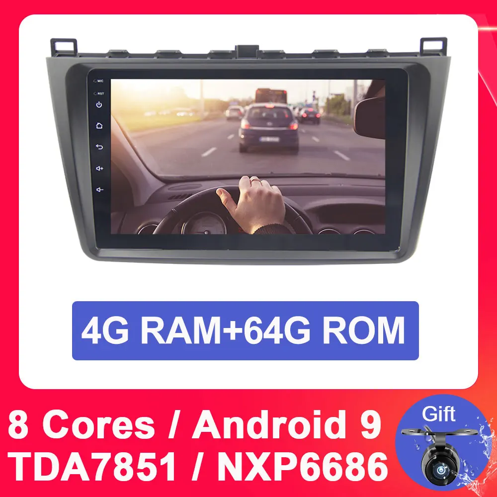 Android 9.0 4G 64G Eunavi " 8 core PX5 2Din gps Navi автомобилей Радио Android 8,1 мультимедийный плеер для 2008 2009 2012 2013 Mazda 6 Rui крыло - Цвет: Android 9.0 4G 64G
