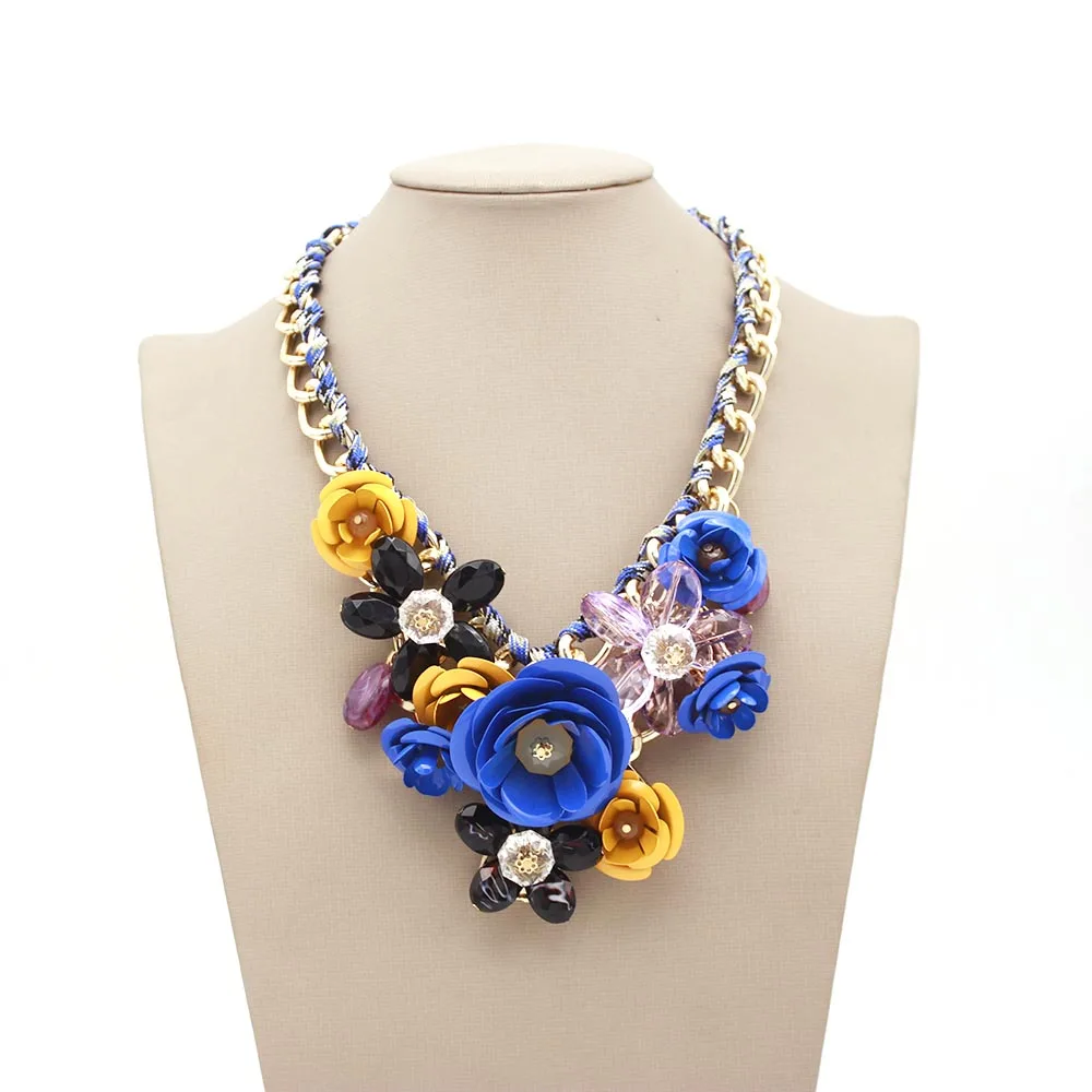 

New Romantic Fresh Colorful Short Fashion Women Jewelry Choker Necklaces Flower Necklace Popular Accessories Chunky Necklace