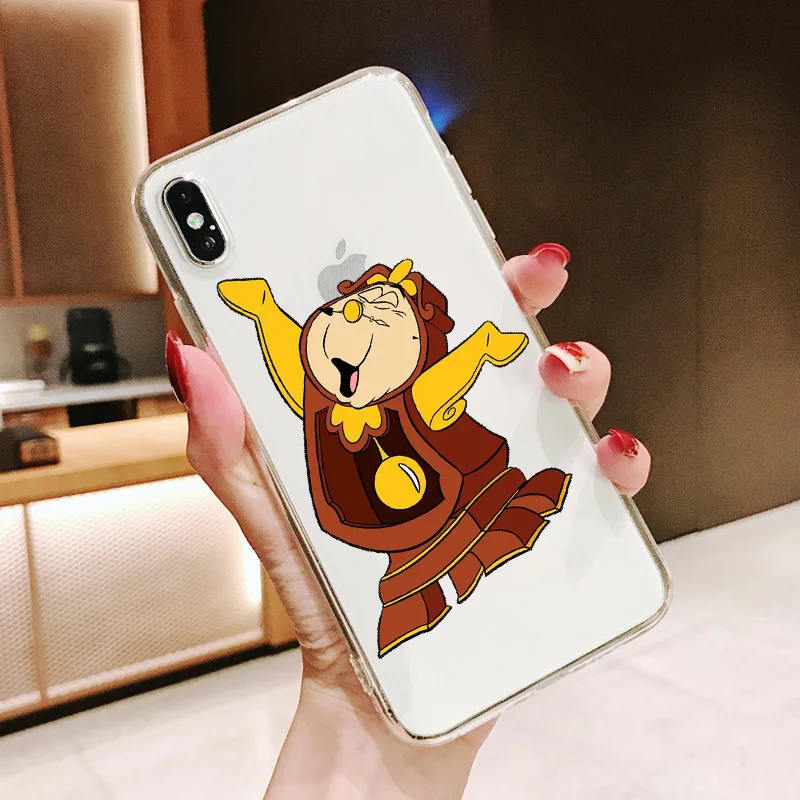 Чехол с чипом Красавица и Чудовище для iPhone X 11Pro MAX 6 6S 7 8Plus 5 5S SE XR XS Прозрачный