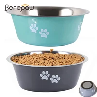 benepaw stainless steel dog bowl durable non slip rubber bottom food water pet bowl puppy feeder for small medium large dogs
