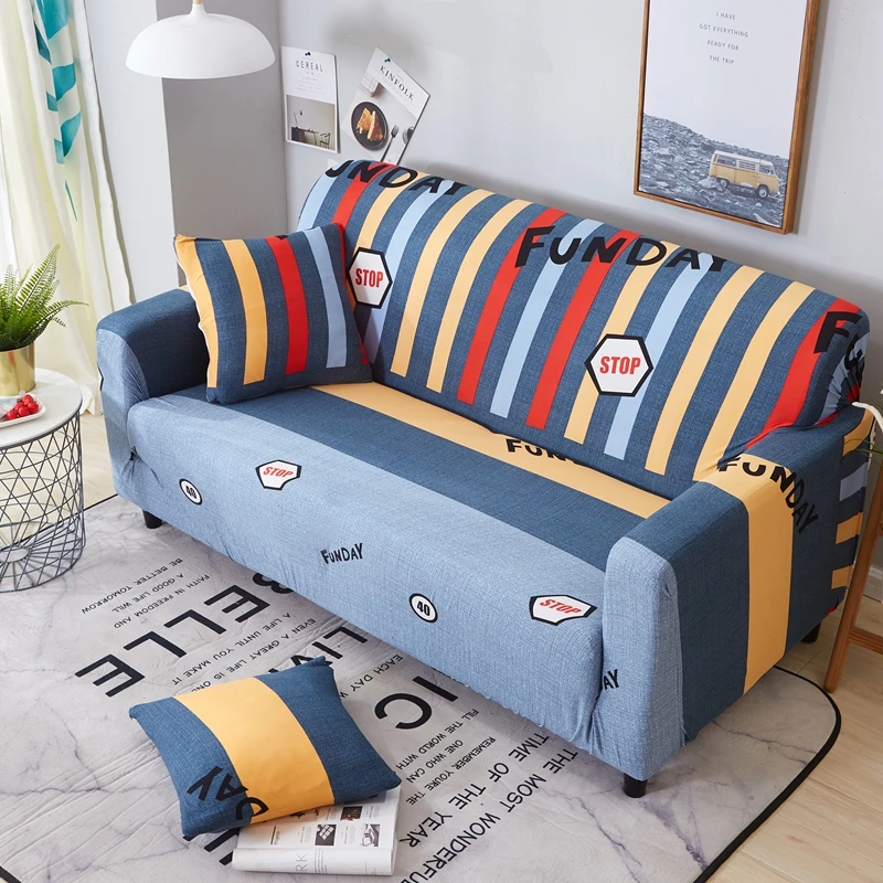 Letter Stripe Modern Elastic Sofa Slipcovers Stretch Covers for Living Room Sectional Corner Couch Housse De Canap | Дом и сад