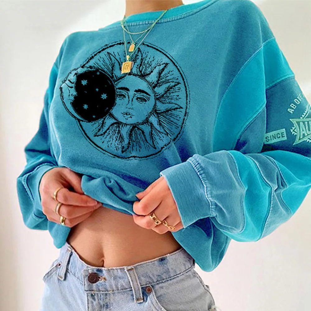 

High Street Hoodie Autumn Winter The New Fashion Hipster Loose Simple Designer Hot Sale Printing Round Neck Long Sleeve