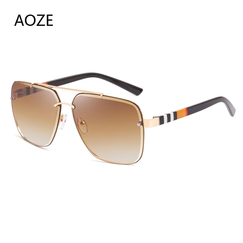 

AOZE 2020 Luxury fashion pilot aviation style sunglasses double beams vintage design brand Casual Drive unisex sunglasses UV400