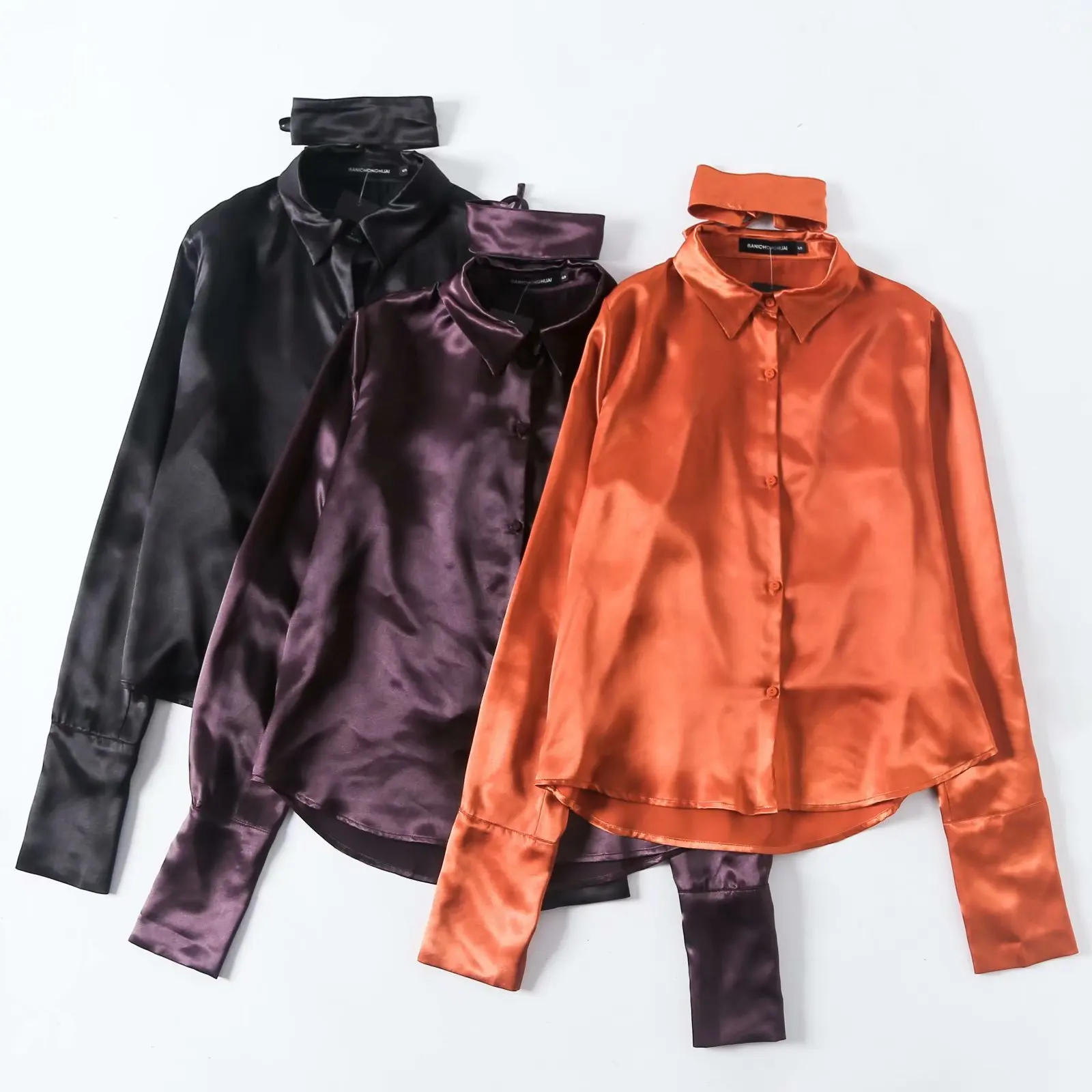 Летняя элегантная женская рубашка 2019 модная Ретро атласное шелковое поло с